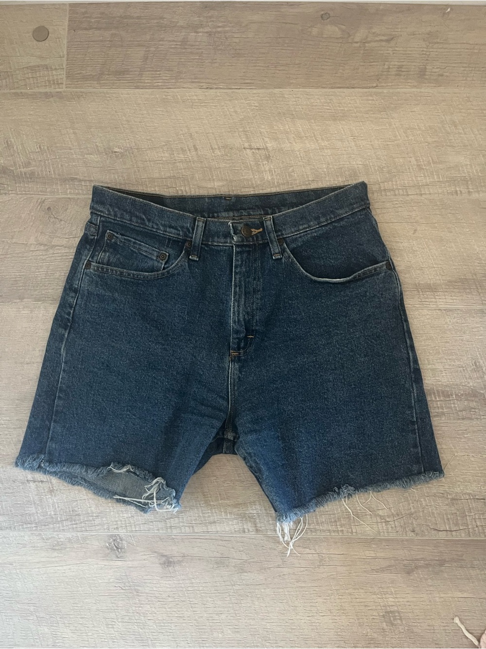 Wrangler Dark Blue Cut-Off Denim Shorts